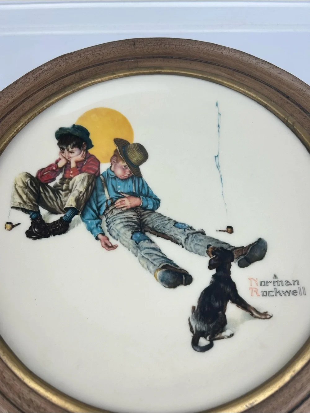 SALE! Gorham Norman Rockwell Fall Disastrous Daring Plate Framed Limited Edition